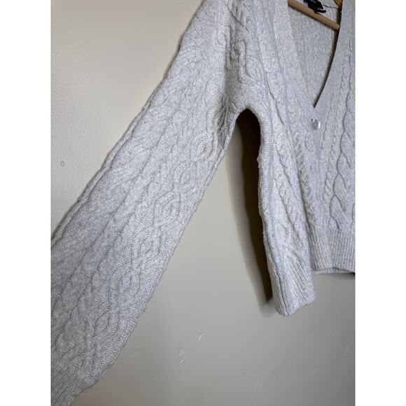 Karen Kane Cream Cable Knit Textured Cozy Button Up Sweater Cardigan SMALL. - Picture 2 of 5